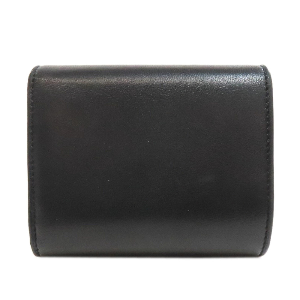 Celine Leather Wallet Bi Flap Triomphe fold Black